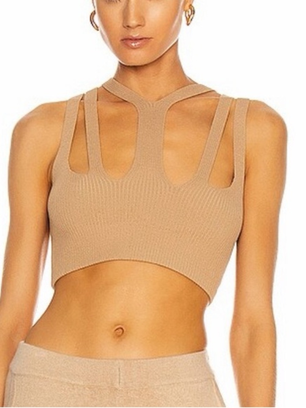 Dion Lee Lustrate Fork Crop Top In Tan